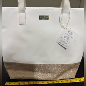 Jimmy Choo White and Gold Women's Tote Bag